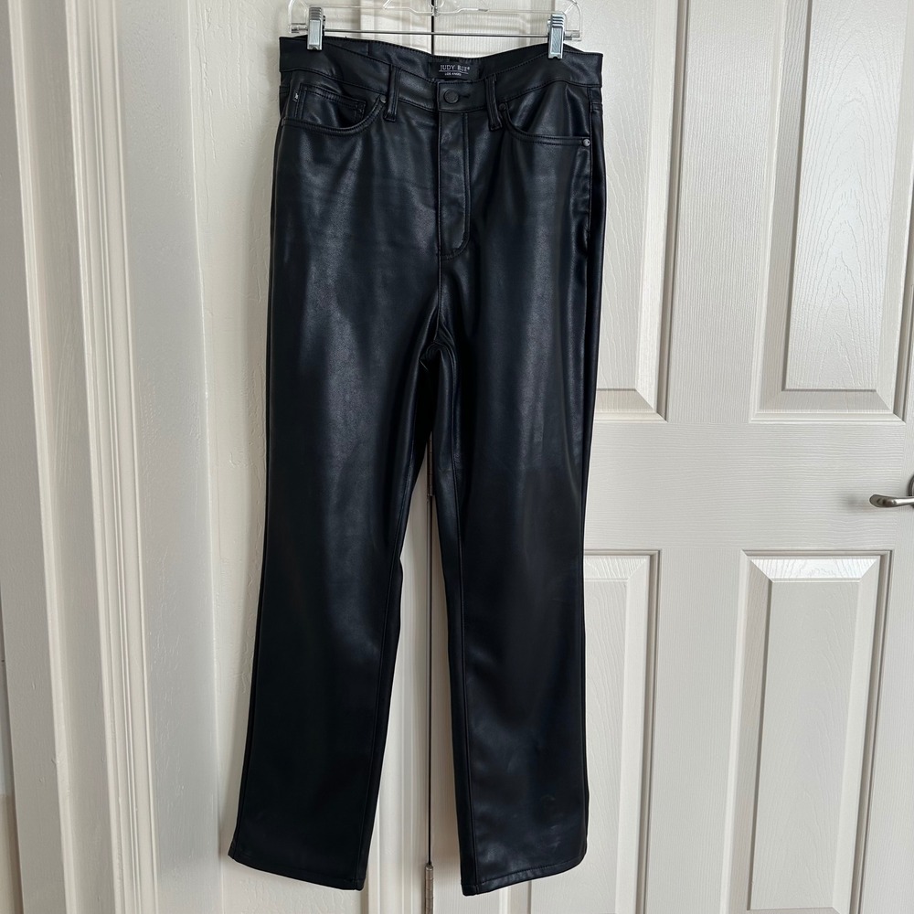 Judy Blue Black Faux Leather Pants Straight Leg 11/30‎ - Picture 2 of 8